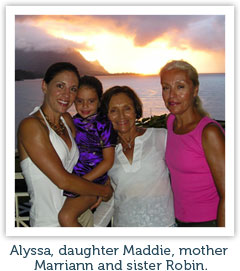 Picture of Alyssa, daughter Maddie, mother Marriann and sister Robin