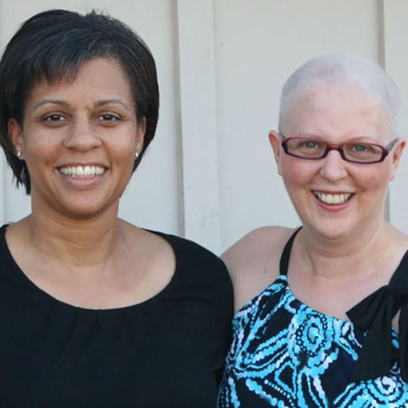 image of a Chemo Companions volunteer with a patient offering encouragement