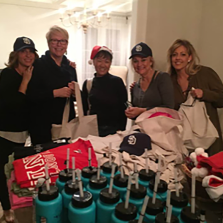 Some Chemo Companions volunteers preparing the bags for the patients.